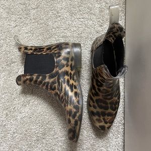 Jcrew leopard ankle length rain boots